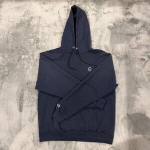 Champion X Earl Men’s Hooded Sweatshirt Eco Hoodie Size L Embroidered Navy Blue